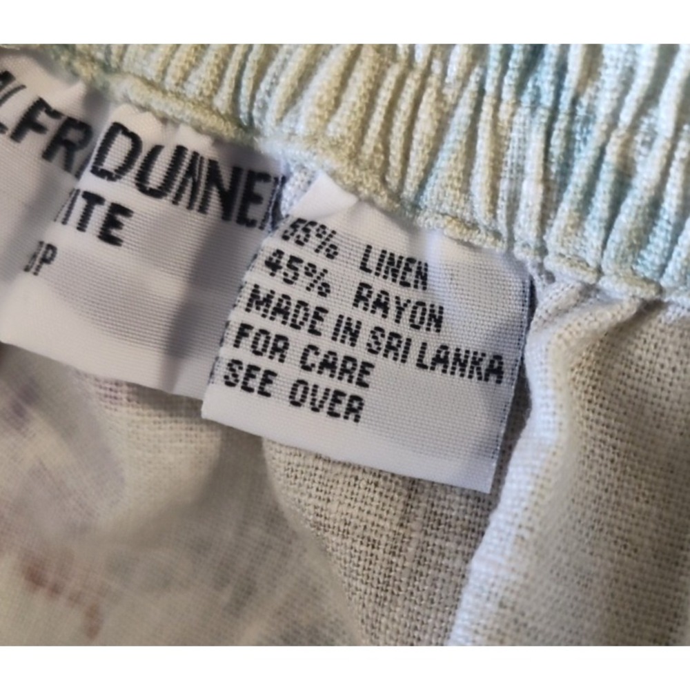 Alfred Dunner Skirt Petite Size 8P Green Floral Linen Blend Vintage Flowers - Picture 10 of 12